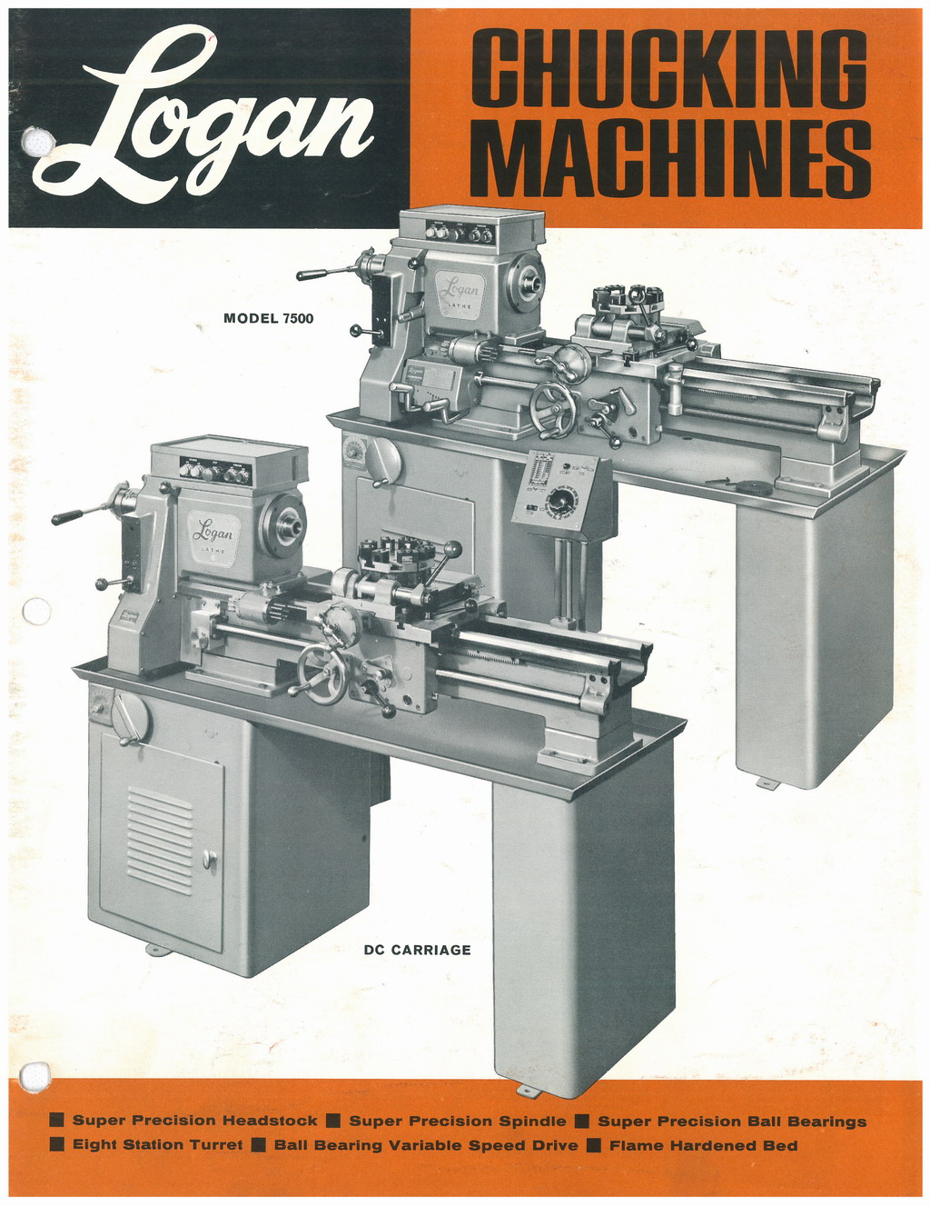 Original Logan Model 7500 chucking machines catalog